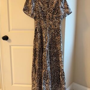 Anthropologie Leopard-Print Somerset Maxi Dress in Brown/Black/Tan, M-Petite